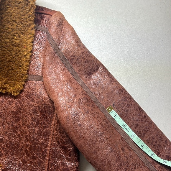 New Free People Maverick Shearling Jacket Moto Leather We The Free Brown - Picture 10 of 17